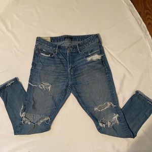 Abercrombie & Fitch Dark/Medium Wash Distressed Jeans